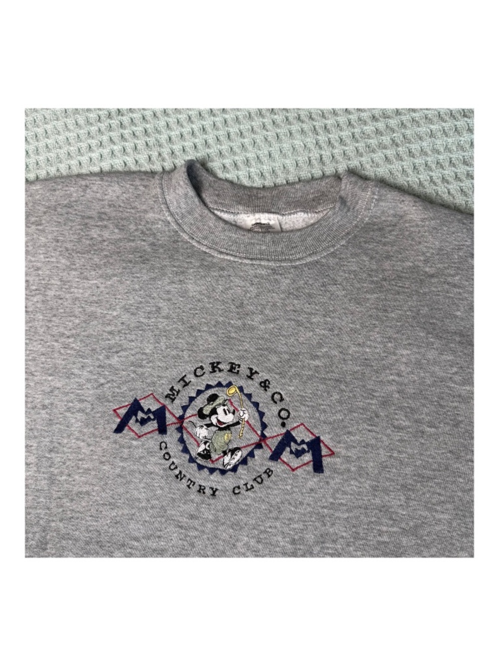 Vintage Disney Mickey & Co Sweatshirt Womens Large Gray Embroidered 90s Y2K Golf